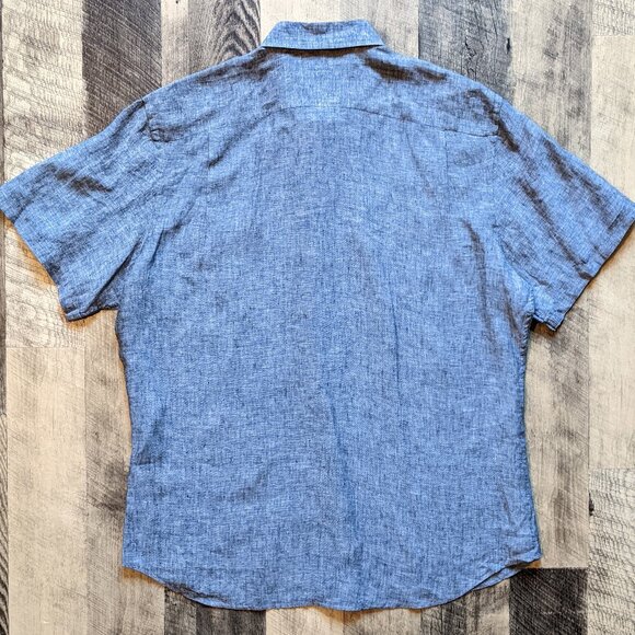 Teddy Stratford Shirt Short Sleeve Gray Linen - Picture 2 of 6